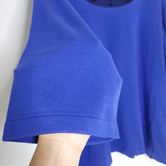 Victor Costa Occasion Womens Pullover Knit Blouse Size 2X Blue Casual Chic Top - Picture 8 of 10